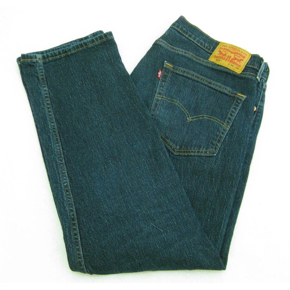 LEVI's 505 Men's (Size 36x30) Blue Jeans Cotton Denim Pants 5 Pockets Zipper Fly